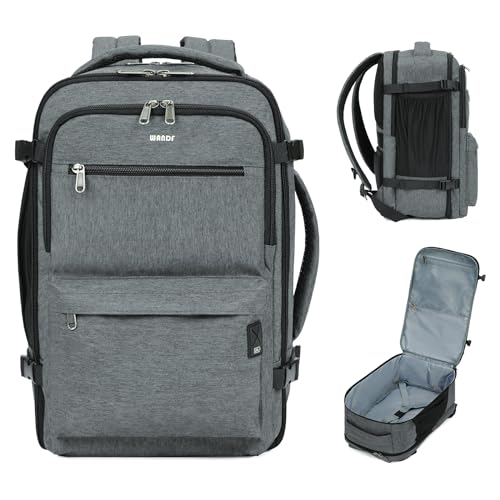 WANDF Handgepäck Rucksack 40x20x25cm für Ryanair Airlines, Untersitz-Reise-Handgepäck-Tasche mit Nassfach, 15,6-Zoll-Laptop-Rucksack für Männer und Frauen (Grau) von WANDF