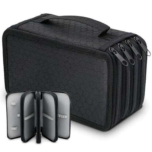 WANDGU Federmäppchen Große Kapazität: Federmäppchen 4 Fächer Stationäre Fall Farbige Bleistifte Halter, Oxford Federtasche mit 72 Slots, Schulmäppchen mit Reißverschluss für Bleistifte, Buntstifte, von WANDGU