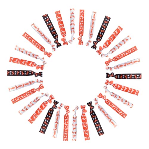 WANDIC 30 Stück orangefarbene Band-Armbänder, Leukämie-Armbänder, Lymphom-Bewusstseins-Armbänder, dehnbare Armbänder für öffentliche Veranstaltungen, Befürwortung, Nylon von WANDIC