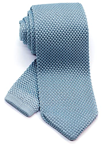 WANDM Herren Spitzstrickkrawatte, Breite 7 cm, waschbar, einfarbig, mit Geschenkbox, Saxophonblau, von WANDM