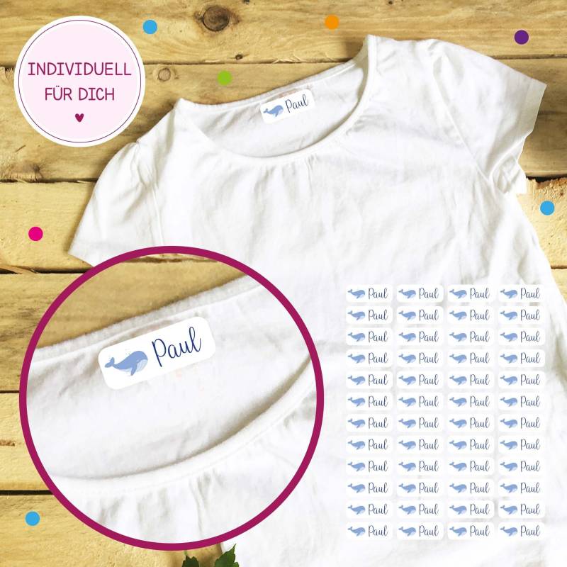 Personalisierte Bügeletiketten Wal | 48 Stk Personalisierte Bügeletiketten Wal | 48 Stk von WANDelbarShop