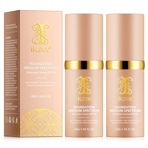 2 Stück 4 in 1 Farbwechsel-Foundation, SPF50 Mittelspektrum-Foundation, Farbwechsel-Foundation für reife Haut, Hautpflege mit voller Deckkraft, flüssiger Concealer für alle Hauttypen, lang anhaltend, 2 Stück 4 in 1 Farbwechsel-Foundation, SPF50 Mittelspektrum-Foundation, Farbwechsel-Foundation für reife Haut, Hautpflege mit voller Deckkraft, flüssiger Concealer für alle Hauttypen, lang anhaltend, von WANFAER