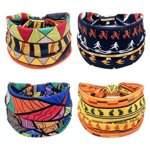 WANGCL 4 Stück Afrikanische Haarbänder für Damen, Retro Stretch Breit Stirnbänder Sport Yoga Haarband Damenmode Haarschmuck von WANGCL