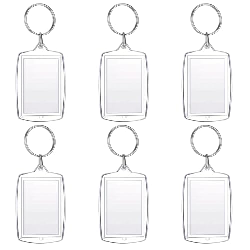 6 Stück Schlüsselanhänger Foto, Bild Schlüsselbund, Personalisierter Schlüsselring mit Anhänger, Transparent Bilderrahmen Schlüsselring, Acryl Foto Schlüsselanhänger, Geschenk für Männer und Frauen von WANGENPING