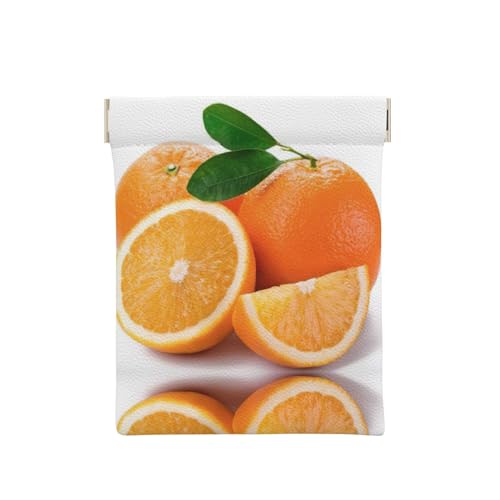 Münztasche mit Palmenmotiv, Leder, mit Reißverschluss, Münzfach, Münzfach, Münzfach, Geldbörse für Männer und Frauen, Orange, Einheitsgröße, Münztasche von WANGHAHA