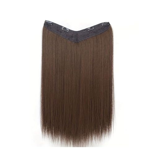 Clip-in-Haarverlängerungen 16–24 Zoll lange glatte Haarverlängerungen, einteilige V-förmige Clip-in-Haarverlängerungen, synthetische glatte Haar-Clip-in-Verlängerungen mit 5 Clips for Frauen Echthaars von WANGHAI-666