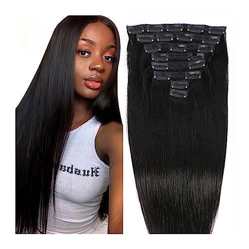 Clip-in-Haarverlängerungen Gerade Clip-in-Haarverlängerungen aus echtem Echthaar, Clip-in-Haarverlängerungen for Frauen, 8 Stück, Clip-in-Haarverlängerungen, 8 Stück/120 g, brasilianisches Remy-natürl von WANGHAI-666