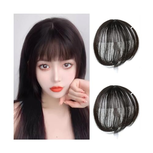 Haarpony Clip-in-3D-Air-Pony, natürlich aussehender Haar-Pony for Frauen und Mädchen, zweiteilige Clip-on-Fransen-Haarverlängerung, Teil-Perücke Pony-Verlängerung(Brown black) von WANGHAI-666