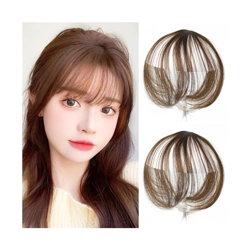 Haarpony Clip-in-3D-Air-Pony, natürlich aussehender Haar-Pony for Frauen und Mädchen, zweiteilige Clip-on-Fransen-Haarverlängerung, Teil-Perücke Pony-Verlängerung(Dark brown) von WANGHAI-666