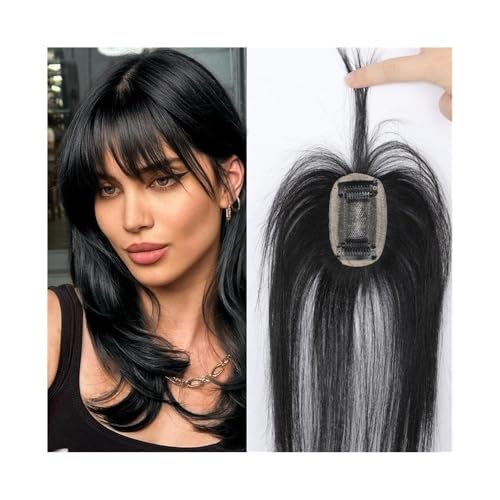Topper für Frauen Clip-in-Pony-Haaraufsätze aus echtem Echthaar for Frauen, 360°-Abdeckung, Spitzenbasis-Haarteil mit Wipsy-Pony-Clip-on-Pony, natürliches Schwarz Haaraufsätze von WANGHAI-666