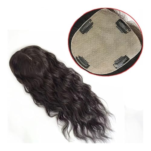 Topper für Frauen Haaraufsätze, Echthaar, ohne Pony, 15 x 16 cm, atmungsaktive Seidenhautbasis, natürliche Farbe, europäisches Virgin-Haaraufsatz for Frauen mit dünner werdendem Haar Haaraufsätze(8 in von WANGHAI-666