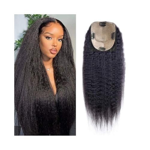 Topper für Frauen Haarteile for glattes, krauses Haar for Frauen mit dünner werdendem Haar, 5 x 5 Zoll große Echthaar-Toupets mit Schweizer Spitze auf der Basis, natürliches schwarzes brasilianisches von WANGHAI-666