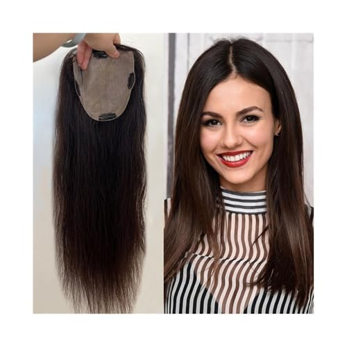 Topper für Frauen Human Hair Topper with Baby Hair, 6"x6" Silky Straight Silk Base Hair Topper 8-22" Darkest Brown European Virgin Human Hair Pieces for Women Haaraufsätze(18 inches) von WANGHAI-666