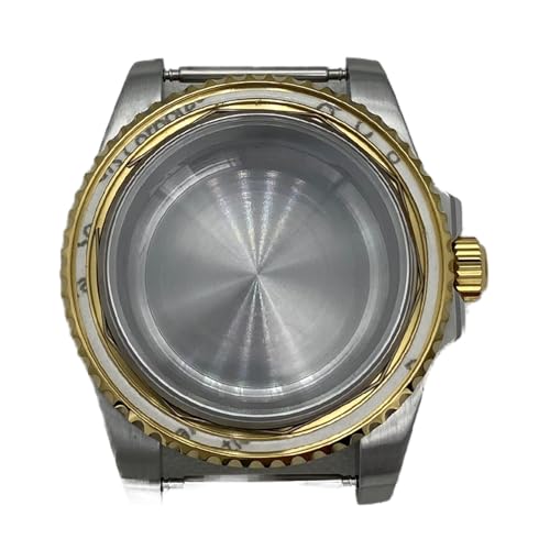 WANGMUMU 40mm 316L Edelstahl -Herren Uhren Goldkoffer Sapphire Glass kompatibel for NH35 NH36 Dial Movement Accessoire Teile Going (Color : Gold 4, Dial Diameter : Nh35 nh36 case) von WANGMUMU