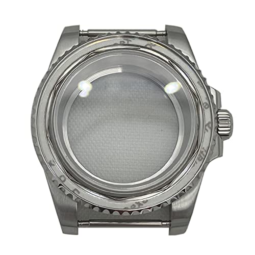 WANGMUMU 40mm 316L Edelstahl -Herren Uhren Goldkoffer Sapphire Glass kompatibel for NH35 NH36 Dial Movement Accessoire Teile Going (Color : Silver 1, Dial Diameter : Nh35 nh36 case) von WANGMUMU