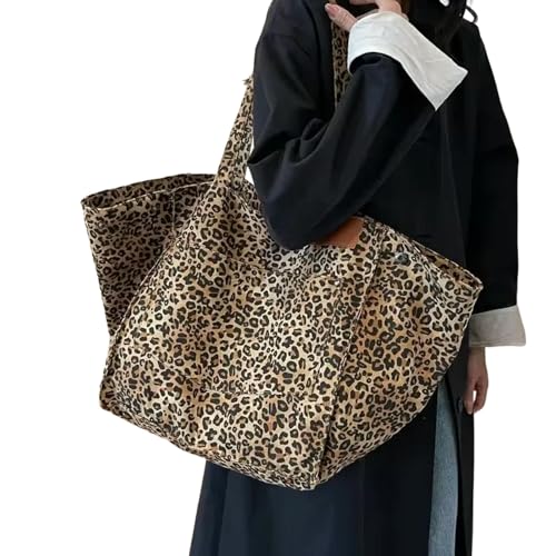 WANGQIQI tasche Leopardenmuster Einkaufstasche Leinwand Umhängetasche Große Kapazität Handtasche Für Schule, Arbeit, Einkaufen WANGQIQI tasche Leopardenmuster Einkaufstasche Leinwand Umhängetasche Große Kapazität Handtasche Für Schule, Arbeit, Einkaufen von WANGQIQI