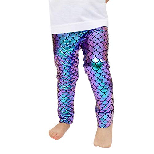 WANGSAURA Kinder Baby Mädchen Meerjungfrau Engen Hosen Mutter und Tochter Passende Stretch Lange Leggings (Kinder/Blau, 2-3 Jahre) von WANGSAURA