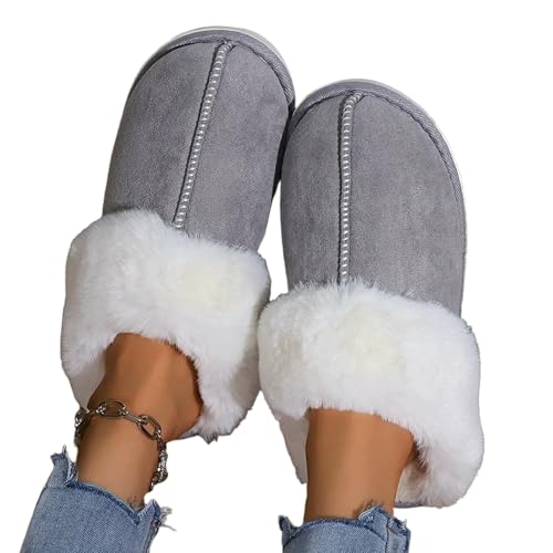 WANGSHUO hausschuhe damen Winter Warme Flache Für Frauen Haus Bequeme Nicht Rutschende Innenbodenbaumwäscheschuhe von WANGSHUO