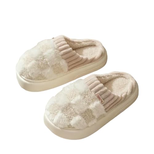 WANGSHUO hausschuhe damen Winter Warmes Dickes, Plüschiges Paar Dicker Boden Nicht Rutschfeste Frauen Baumwollschuhe Innenhause Herren Dicke Niedrige von WANGSHUO