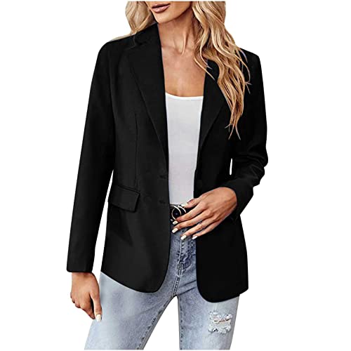 Casual Kostüme Blazer Sportlich Longblazer Damen Elegant Blazer Lang Herbstjacke Anzüge Sakkos Offen Büroarbeiten Cardigan Festlich Winterjacke Einfarbig Jersey Blazer Revers Taillierter Outwear von WANGTIANXUE