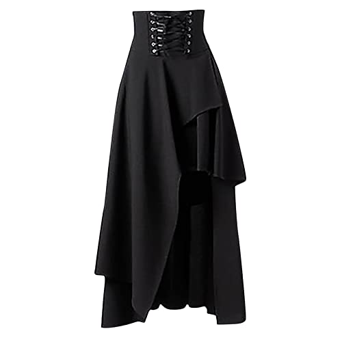 Damen Mode Prom Lolita Unregelmäßiger Minirock Plisseekleid Vintage Gothic Rock High Waist Ballkleid Partykleider von WANGTIANXUE