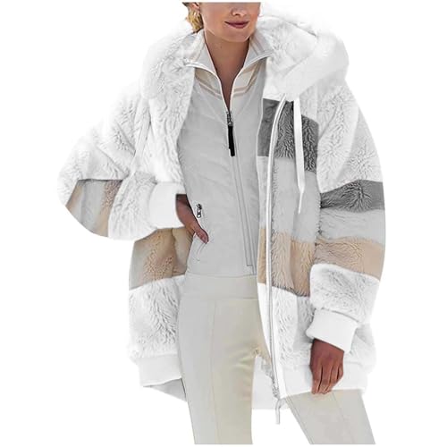 Kapuzenpullover Damen Hoodie Fleece Warm Kapuzenjacke Winterjacke Oversize Teddybär Kuscheljacke Fleecejacke Langarm Großen Größen Plüschjacke Übergangsjacke Flauschig Weiche Jacke mit Kapuze von WANGTIANXUE