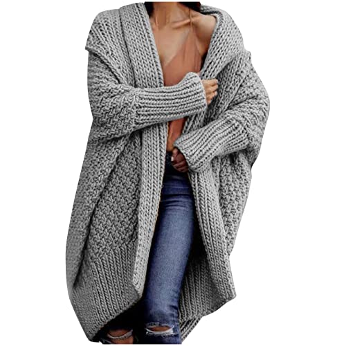 Klassisches Einfarbig Strickjacken Outwear Warm Offen Winterjacke Coats Strickmantel Lässige Pulli Strickcardigan Herbst Damen Lang Elegant Longstrickjacke Tops Langarm Grobstrickjacket mit Taschen von WANGTIANXUE