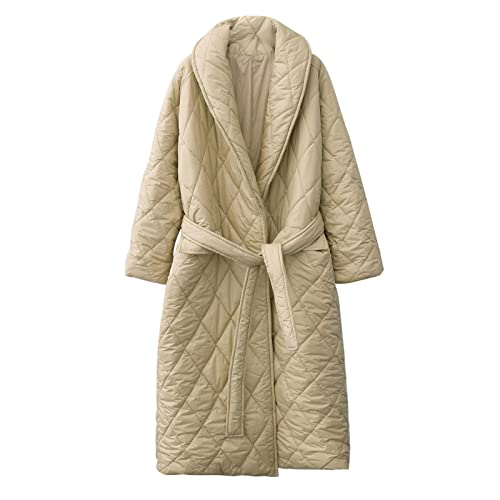 Mantel Damen Lange Übergroßer Steppjacke Winterjacke mit Gürtel Übergangsjacke Langarm Steppmantel Winter Warm Baumwolle Jacket Revers Wintermantel Casual Kuschelig Parka Windbreaker Trenchcoat Mantel Damen Lange Übergroßer Steppjacke Winterjacke mit Gürtel Übergangsjacke Langarm Steppmantel Winter Warm Baumwolle Jacket Revers Wintermantel Casual Kuschelig Parka Windbreaker Trenchcoat von WANGTIANXUE
