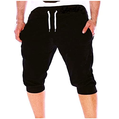 Sporthosen FüR Herren Kurz Baumwolle Kurze Hose Casual Einfarbig Cargohose Sommer Bermuda Short mit 6 Taschen Sommerhose Elastischer Bund Sporthose Regulär Fit Freizeithose Laufshorts Männer von WANGTIANXUE