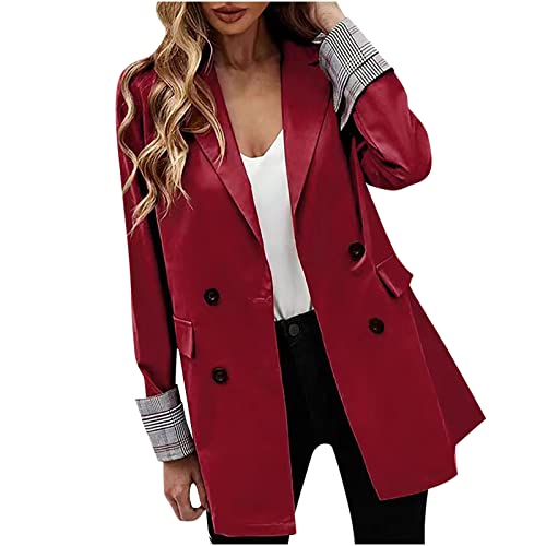 Sportlich Longblazer Kostüme Blazer Casual Lang Elegant Jacke Damen Blazer, Suit Büro Offen Cardigan Jersey Blazer Einfarbig Festlich Winterjacke Langarm Anzugjacke Trendige Übergangsmantel mit von WANGTIANXUE