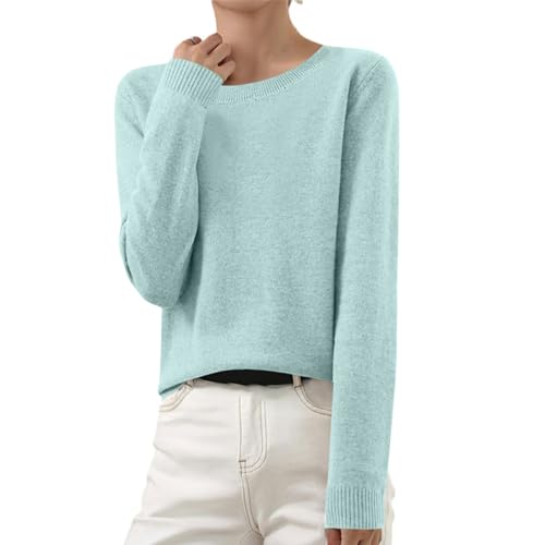 Strickpullover Damen Herbst Einfarbig Gestrickter Pullover V-Ausschnitt Strickpulli Warmes Langarm Strick Pulli Klassische Passform Feinstrick Tops Winter Basic Bluse Teenager Mädchen Oberteile von WANGTIANXUE