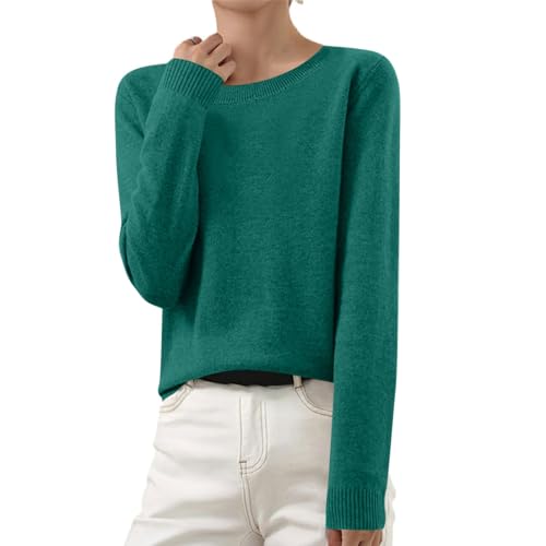 Strickpullover Damen Herbst Einfarbig Gestrickter Pullover V-Ausschnitt Strickpulli Warmes Langarm Strick Pulli Klassische Passform Feinstrick Tops Winter Basic Bluse Teenager Mädchen Oberteile von WANGTIANXUE
