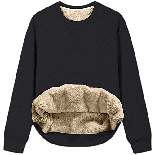 Sweatshirt Damen Gefüttert Warm Fleece Pullover Winter Sweat Shirt Ohne Kapuze Langarm Oversized Einfarbig Hooded Pulli Oberteile Teddy Langarmshirt Herbst Winter Streetwear Top Sweatshirt Damen Gefüttert Warm Fleece Pullover Winter Sweat Shirt Ohne Kapuze Langarm Oversized Einfarbig Hooded Pulli Oberteile Teddy Langarmshirt Herbst Winter Streetwear Top von WANGTIANXUE