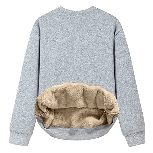 WANGTIANXUE Sweatshirt Damen Gefüttert Warm Fleece Pullover Winter Sweat Shirt Ohne Kapuze Langarm Oversized Einfarbig Hooded Pulli Oberteile Teddy Langarmshirt Herbst Winter Streetwear Top von WANGTIANXUE