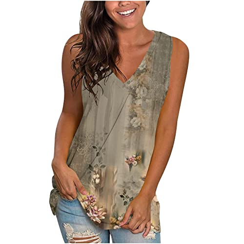 Tank Top Damen Top Damen Warehouse Deal Sommer Ärmellos Tanktop Weiß Oberteile Frauen Kurz Unterhemd Tops Casual Print Hemdbluse mit Rund-Ausschnitt Discounter Hemd T-Shirt Ohne Ärm Sporttop Mädchen von WANGTIANXUE