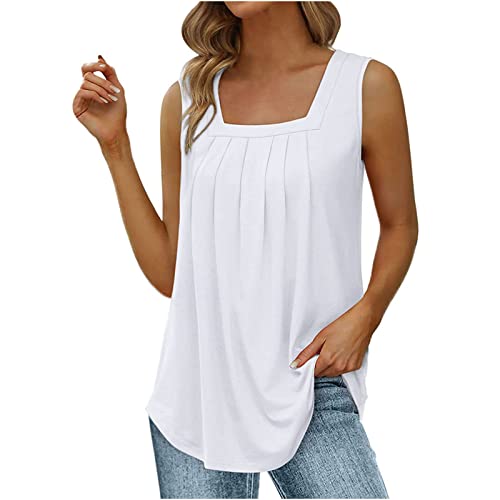 Tops Damen Kurz Sommer Tank Top Sport Oberteile Eckigem Ausschnitt Einfarbig Sommertop Unterziehshirt Ärmellos Schulterfrei Locker Vest Hemd Blusenshirt Trägertop Unterhemd Lässige Streetwear von WANGTIANXUE