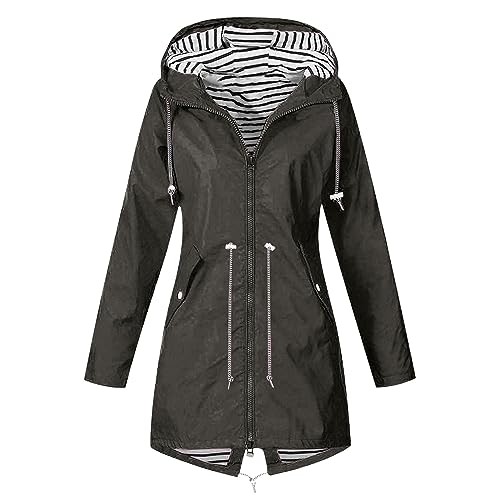 Trenchcoat Jacke Damen Kurz Übergangsjacke Zip Hoodie Blau Zip Hoodie Jacke Übergangsjacke Regenmantel Wasserdicht Wasserdicht Wasserdicht Gefüttert Zip Hoodie Regenjacke Wasserdicht Übergangsjac von WANGTIANXUE