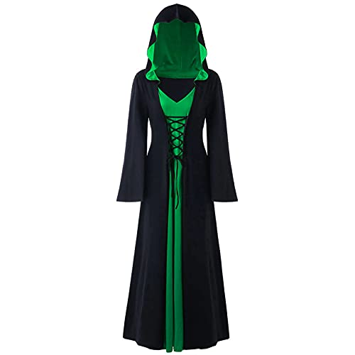 WANGTIANXUE Gothic Kleid Damen, Mittelalter Kleidung, Hexenkostüm Damen, Halloween Karneval Kostüm, Mantel Umhang Kostüm, Aaron Umhang mit Kapuze, Cosplay Kostüm, Maskerade Fasching, Mottoparty von WANGTIANXUE