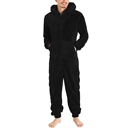 Herren Overall Jumpsuit, One Piece Anzug Fleece Onesie Weich Hausanzug Pyjama Flauschig Einteiler Lang Schlafanzug Herren und Teenager Jungen Schlafoverall S-5XL, Geschenke für Männer von WANGTIANXUE