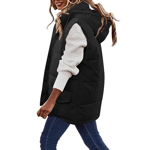 WANGTIANXUE Lange Steppweste Damen Ärmellos Leicht Winterjacke Winterweste Daunenmantel Daunenjacke Herbst Winter Gefütterte Daunenweste Daunenjacke Lange Weste übergangsjacke Winterweste Mit Tasche von WANGTIANXUE