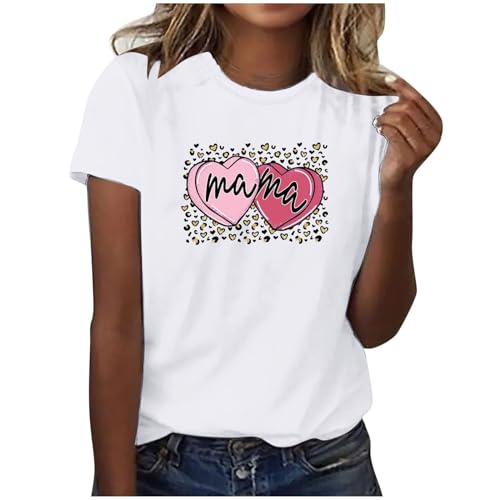 WANGTIANXUE Mama Geburtstagsgeschenk Grafik-T-Shirts für Frauen Damen Täglicher Druck O Ausschnitt Tops Kurzarm Rundhals T-Shirt Übergroße T-Shirts für Frauen von WANGTIANXUE