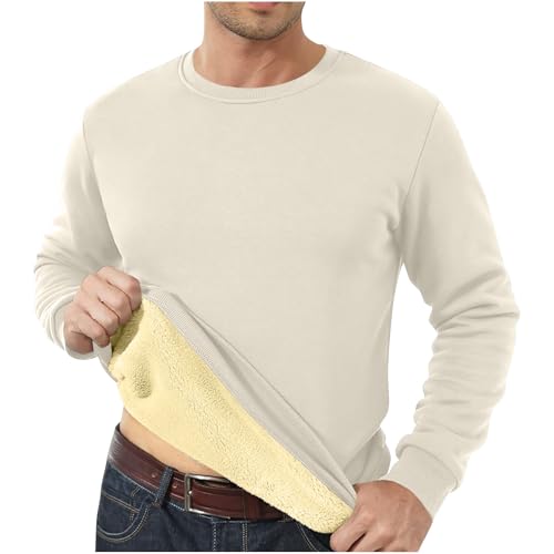 WANGTIANXUE Pulli Herren Rundhals Warme Fleece Pulli Oberteile Langarm Casual Sweatshirt Winter Pullover Herren ohne Kapuze Einfarbig Herrenpullover Verdickter Fleecepullover Winterpullover Männer von WANGTIANXUE