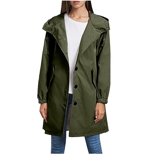 WANGTIANXUE Regenjacke Damen Lang, Regenjacke Damen Wasserdicht Atmungsaktiv Leichte Regenmantel übergangsjacke Lange Wasserdichte Funktionsjacke Lose Windbreaker Jacke Softshelljacke Outdoorjacke von WANGTIANXUE