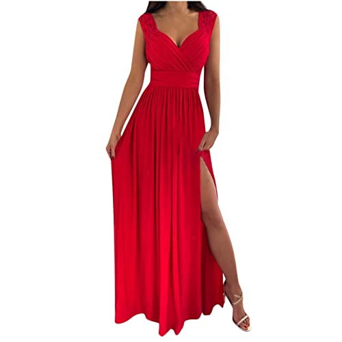 WANGTIANXUE Spitzenkleid Ärmellose V-Ausschnitt Maxikleid Flowy Hohe Taill Wickelkleid Elegant Unifarben Abendkleid Festlich Prom Ballkleid Cocktailkleid für Hochzeit Partykleid mit Schlitz WANGTIANXUE Spitzenkleid Ärmellose V-Ausschnitt Maxikleid Flowy Hohe Taill Wickelkleid Elegant Unifarben Abendkleid Festlich Prom Ballkleid Cocktailkleid für Hochzeit Partykleid mit Schlitz von WANGTIANXUE