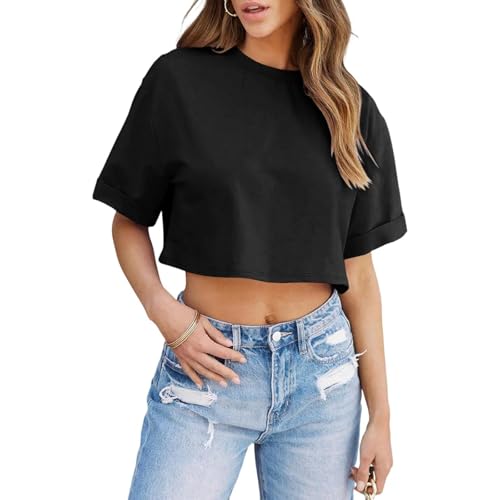 WANGTIANXUE Sport Crop Top Damen Crop Tops Damen Halbarm Rundhals Basic Sommer Tshirt Lose Kurzarm T-Shirts Fitness Oversize Oberteile Y2K Clothes Teenager Mädchen Kleidung Klamotten Sportshirt WANGTIANXUE Sport Crop Top Damen Crop Tops Damen Halbarm Rundhals Basic Sommer Tshirt Lose Kurzarm T-Shirts Fitness Oversize Oberteile Y2K Clothes Teenager Mädchen Kleidung Klamotten Sportshirt von WANGTIANXUE
