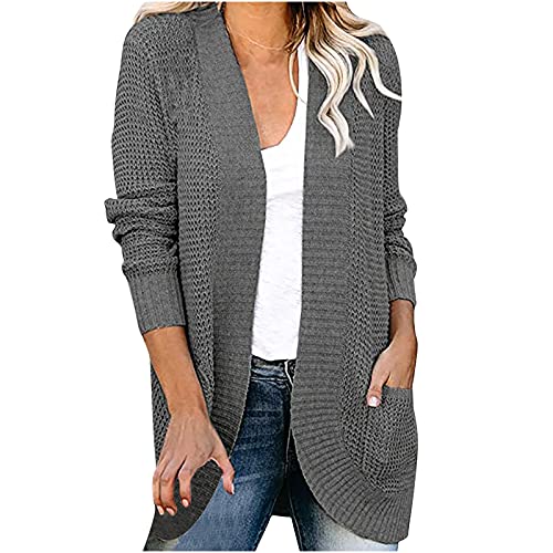 WANGTIANXUE Strickjacke Damen Lang Warm Strickmantel Sweater Cardigan LäSsige Langarm Open Front Strickpullover Elegant Strick Mantel Winter Pullover Outwear von WANGTIANXUE