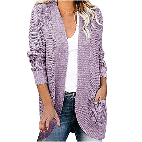 WANGTIANXUE Strickjacke Damen Lang Warm Strickmantel Sweater Cardigan LäSsige Langarm Open Front Strickpullover Elegant Strick Mantel Winter Pullover Outwear von WANGTIANXUE