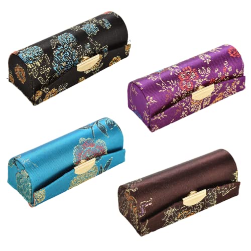 WANGXC Lippenstift-Organizer – 4 Stück Stickerei-Lippenstift-Halter, Lippenstift-Etui mit Spiegel für Frauen und Mädchen, Make-up-Aufbewahrung (zufällige Farben), Zufällige Farben, Klassisch von WANGXC