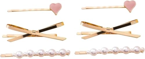 WANGXIAOKE Haarspange Damen 6 Stück Set Clip Legierung Haarspange Schleife Haarspange Party Mode Haarspange Haarspange Haarspange Dekoration Student Herzförmige Haarspange Haarspange Haarspange von WANGXIAOKE