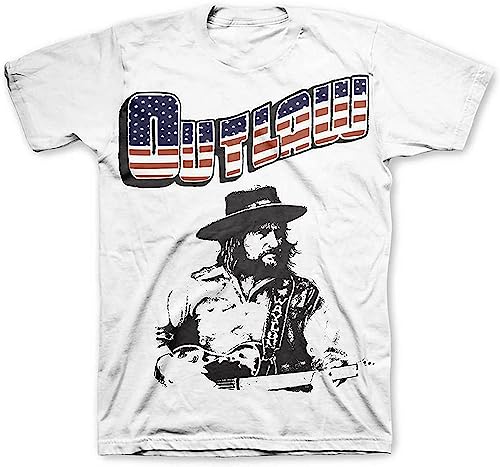 Waylon Jennings T-Shirt Outlaw White White T-Shirts & Hemden(X-Large) von WANGYANGAN